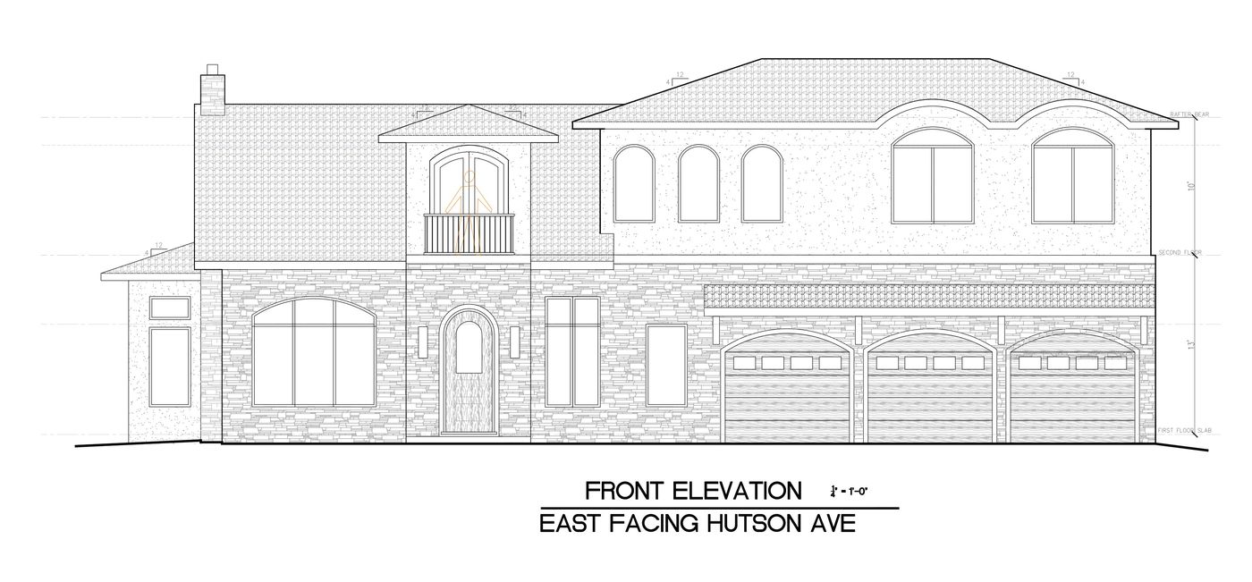 Front elevation facing Hutson Avenue