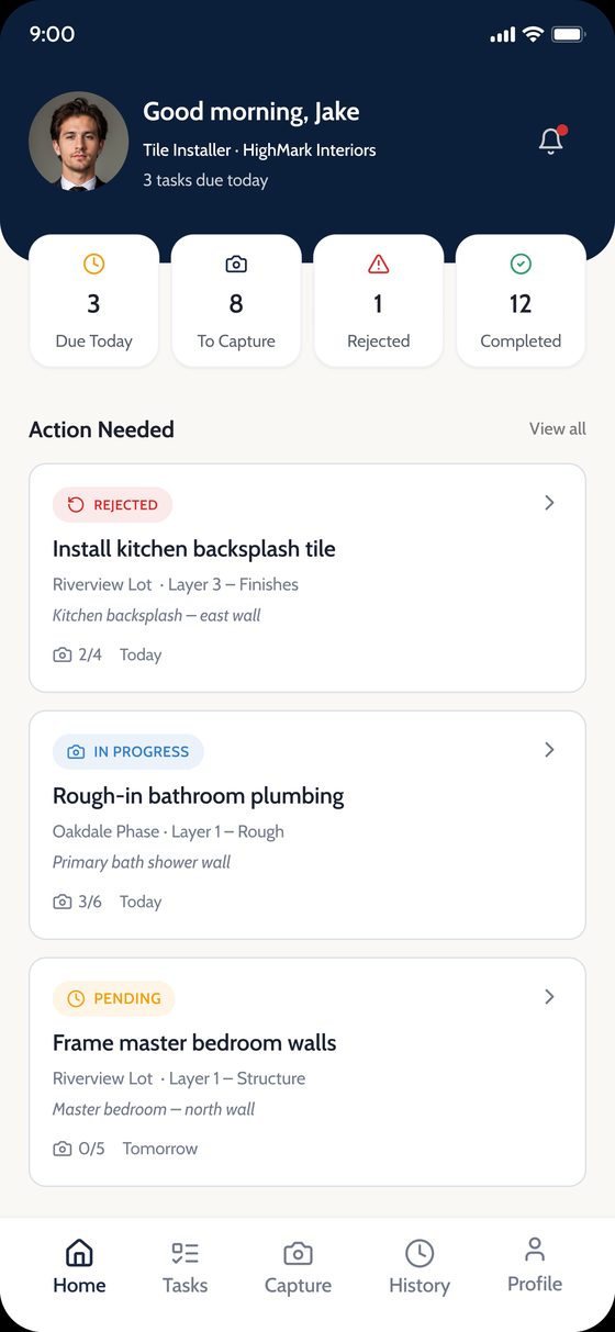 Home dashboard